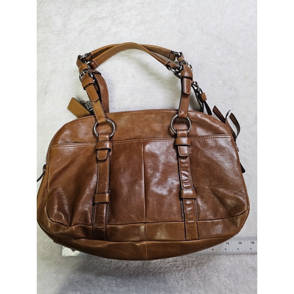 Coach Bonnie 12695 Satchel British Tan Leather Shoulder Bag Y2K - Picture 7 of 11